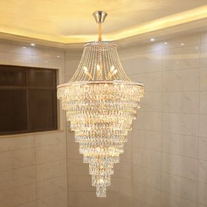 Duplex Luxury Crystal Chandelier Floor in The Middle of The Atmosphere Jump Living Revolving Staircase Villa Lamps And Lanterns