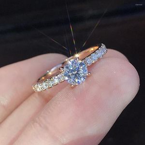 Wedding Rings Classic Four Claw Gold Color Ring Austria Crystal For Bridal Gift Women Jewelry Engagement Zircon