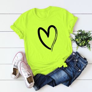 Koszulka damska Summer Cotton Women Fashion Neon Green Prosty miłość Pring T-shirt z krótkim rękawem Młode dziewczyny Casual Y2K HARAJUKU O-Neck Trend 230317