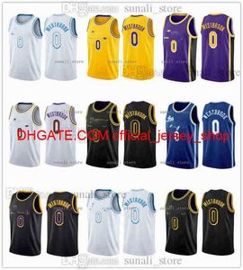 2021 Basketball Jerseys Russell Westbrook 0 City White Black Purple Yellow Blue Color s