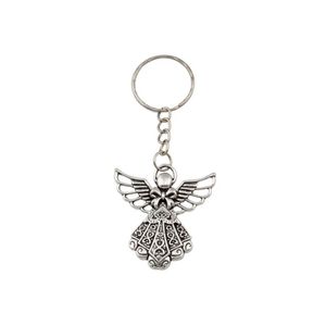 30pcs Antique Silver Alloy Angel Band Chain Key Ring Travel Protection Diy Jewelry282O