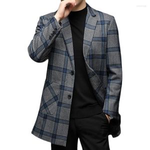 Men's Wool & Blends British Style Qianniaoge Autumn Winter Thickened Coat / Boutique Slim Fit And Warm Medium Long Blended Kend22