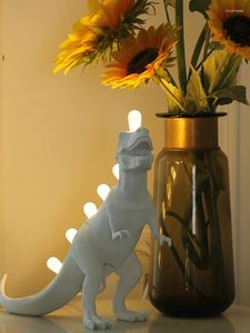 Table Lamps Dinosaur Resin Lamp For Bedroom LED Cartoon Night Light Animal Eye Protection Desk Kawaii Lights Decoration Mesa Luz