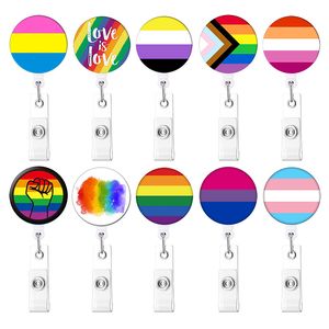 Festa de crachá da moda Favor de distintivo Favor Criativo LGBT Rainbow Office Work Card Hanging Buckle pode ser girado 360 graus