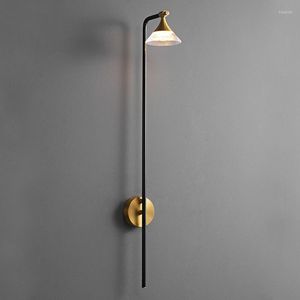 Wall Lamps Modern Art Interior Design Sconce Light Luxury Copper Long Arm Luminaire For Living Room Bedroom Background Decoration