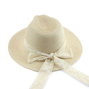 Cappello da spiaggia Cappello di paglia Cappello da pescatore per donna Cappelli da sole estivi Bowknot Lusso Elegante Matrimonio formale Decorare
