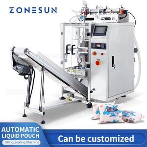 Zonesun自動液体バッグ充填シーリングマシン豆乳乳牛飲料ライスワインデート印刷梱包ZS- GFYT320