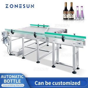 ZONESUN Custom Filling Machine Conveyor Chain Bottle Container Sorting Material Transporting Unscrambler Feeding Mass Production Line ZS-CBU190