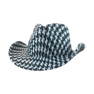 Chapéu de cowboy cowboy western cowgirl chapéu de cowboy fedoras panamá xadrez preto para mulheres jazz fedora sombrero hombre sombreros