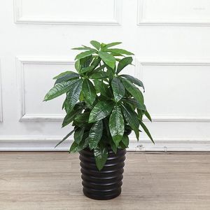 Dekoratif çiçekler 65cm yapay simülasyon zengin ağaç bonsai sahte yeşil bitkiler plastik saksı dekorasyon oturma odası için kapalı diy