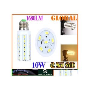 Żarówki LED 2016 200x E27 Lekka lampa kukurydziana 10W BB E14 B22 5630 SMD 42 1680LM ciepłe chłodne białe światła domowe biuro BBS Wysoka jasność przez upuszczenie dhhwa