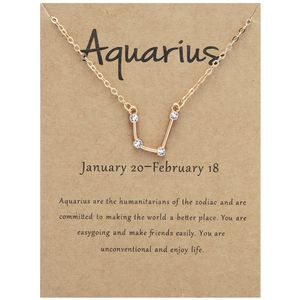 twelve constellations gold necklace designer for woman alloy silver plated rhinestone the zodiac south american womens choker pendant necklaces with card gift