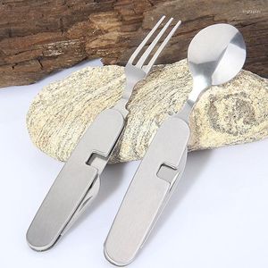 Dinnerware Sets Multifunctional Folding Spoon Fork Outdoor Tableware Stainless Steel Spoon/Fork/Knife/Bottle Opener 4 In 1 Cutlery Set
