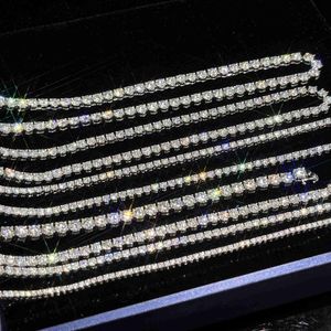 Mode herrkedja 3 mm diamant briljantslipad Vvs Tennis Chain Pass Tester 925silver Guldpläterad Moissanite tenniskedja