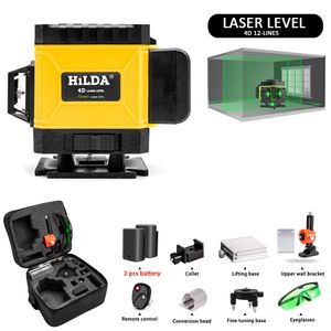 2 Bateria Laser Nível 12 Linhas 3D Autonivelamento 360 Horizontal e Vertical Cross Super Ponted Ponted Green Bream Line