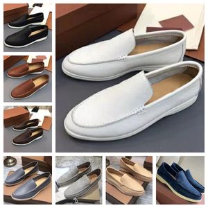 2023s Spring And Autumn Velvety Leather Mens Casual Shoes Loro Walk Casual Dress Shoes British Style Slip On Lock Luxury Designer Versatile Business Wedding Shoe