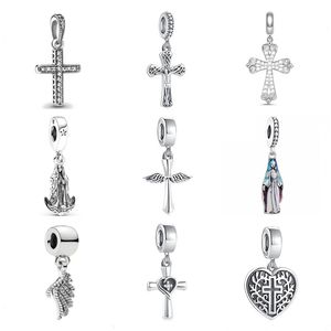 925 silver Fit Pandora Original charms DIY Pendant women Bracelets beads Women DIY Jewelry Gift Bead Jesus Cross Amulet