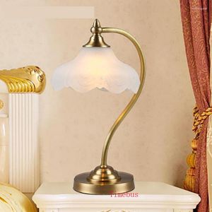 Table Lamps Simple Copper Desk Lamp American Rural Creative Study Learning Office Led Glass Lights Girls Room