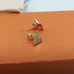 Luxury Jewelry Simple Letter Stud Earrings For Women 3 Color Elegant Party Earrings