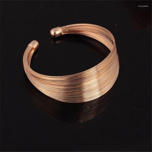 Bangle 12st/Lot Open Size Metal Wire Chain Armband Bangles Multi-Layer Jewelry Bracelt Femme Cuff