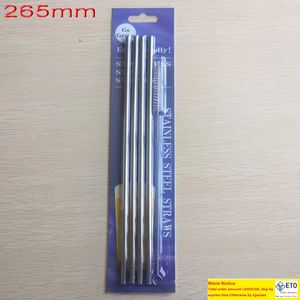 4PCS metalowe proste picie słomy ekofryczno ze stali nierdzewnej słomy 1PC szczotka żywnościowa 215 mm 265 mm akcesoria barowe