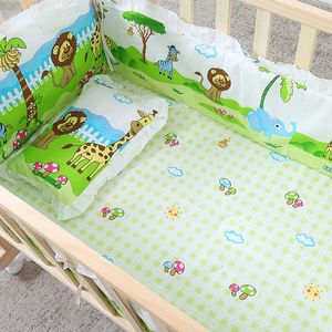 Conjuntos de roupas de cama 5pcs Conjunto de cama para bebês Nascido Camonferência de algodão puro Kit de travesseiro infantil Padrão de desenho animado Berço de berço Surround Fence 230317