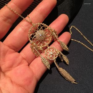 Catene Dream Catcher Net Orecchino Collana con piume d'oro Mori Ins Rete Celebrità Lo stesso stile Super Fata