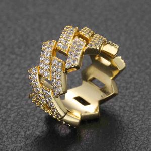 Pass Diamond Tester VVS Moissanite Cuban Ring Preço por atacado de ouro Batilhado 925 anel de jóias de prata esterlina para homens