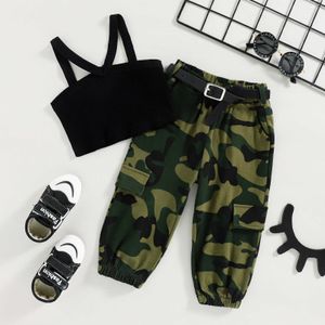 Clothing Sets New baby girl clothes summer girls knitted suspenders sexy tops camouflage leggings trousers suits baby casual sports suits