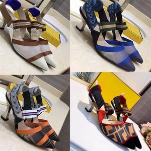 Designer Sandals Women Sandal Pointed Toe Shoes Colibri Multicolor Tech Mesh Transparent Cutout Luxury Brand High Heel Outdoor Slippers