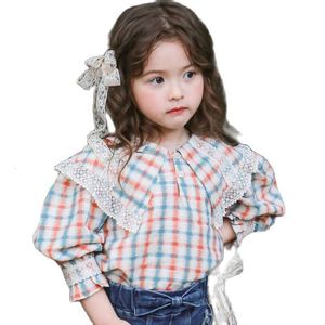 Camicie per bambini Camicie per bambina coreana Camicetta scozzese per bambini Abbigliamento Top Carino Bebe Primavera Autunno Manica lunga Camicia Lolita Abbigliamento Bavero CC009 230317