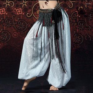 Scenkläder i magdanskläder Gypsy Costume Accessories Long Fringe Wrapped Belt Hip Scarf Tribal Belly Dance Belt With Tassels