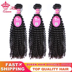 Kinky Curly 1 3 4 Bundles brasilianisches reines Rohhaar 100 % unverarbeitetes Echthaar Weben natürliche Farbe Offizieller Queen Hair Store