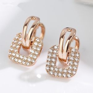 Hoopörhängen Ricki Spinel Clip for Women 18K Rose Gold Fashion Crystal Jewelry Earring Female Wedding Party Gift Bizuteria