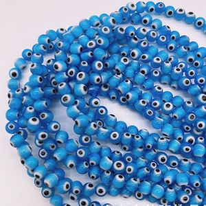 6mm Turkish Evil Eye Coloured Glaze Glass Loose Bead Red Black Blue Eyes String of Beads for DIY Bracelet Necklace