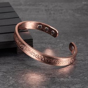 Bangle Magnetic Bracelet Copper Adjustable Open Cuff Pure Arthritis Health Energy Flower Therapy 8mm