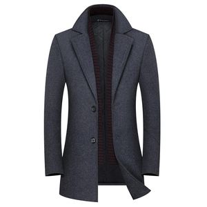 Men's Wool & Blends Mens Woolen Coat Autumn Winter Cotton Thicken Jacket Coats High Quality Male Windproof Warm Trench Overcoats S-4XL