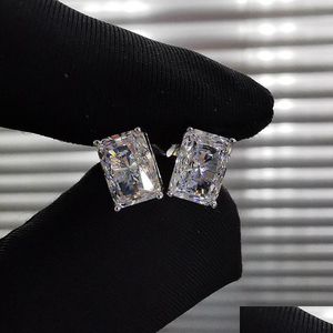 Stud Radiant Cut 2CT Diamond Earring 100 Real 925 Sterling Sier Biżuteria Obietnica Zaangażowanie Kolczyki dla kobiet Bridal Drop dhmdb