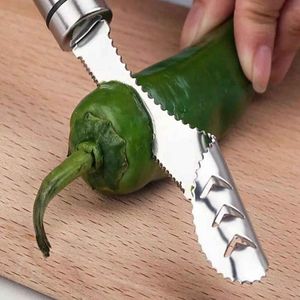 Stainless Steel Cut Pepper To Core Household Tiger Skin Green Pepper Seeded Vegetable Slicer Tomato Core Remover Deseeder Tool