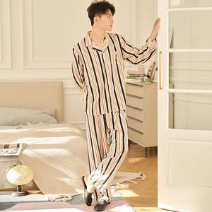 Mäns sömnkläder män pyjamas sätter satin siden pajamas nattkläder sömnkläder underkläder långärmad randig tryckt avslappnad vårhöstvinter 230317