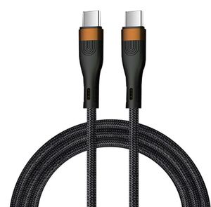 3A 60W Fast Charging Mobile Cables Cord Nylon flätad QC 3.0 Typ C till Type-C Micro USB Data Cable 20W Fingeravtryck Design