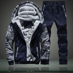 Men's Tracksuits Winter Hoodie Sets Fashion Fleece Camouflage Hoodies Black Brand Pants Casual Jogger Suit Tracksuit Sweatshirt Pullover 230317