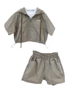 Conjuntos de roupas da criança menino pulôver com capuz verão de manga curta conjunto nova menina coreana bebê respirável fino terno de duas peças unisex 1-8t roupas de criança