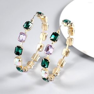 Hoop Earrings Dvacaman Super Fun Statement C-Shaped Multicolored Rhinestone Hoops For Women Exaggerated Large Bright Jewelry