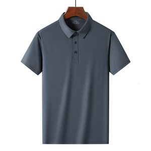 Herrpolos koreansk stil is siden sömlösa mäns kortärmad lapel polo skjorta avancerad avslappnad sommar t-shirt stor storlek kläder 230317