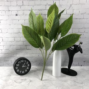 Flores decorativas 50cm 7 Fork Plantas artificiais folhas tropicais Magnolia Bouquet Fake Bonsai Grass Real Touch Tree Folhagem Parede Verde Parede