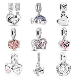 925 argento Fit Pandora Charms originali Ciondolo fai da te donna Bracciali perline Figlio Figlia Sorella Madre Ciondolo Amuleto Regalo