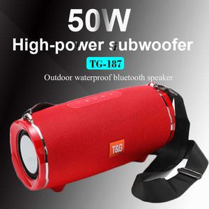 Portable Speakers TG187 High 50W Portable Bluetooth Speakers ful Sound box Wireless Subwoofer Bass Mp3 Player FM radio 4400mAh Battery Z0317