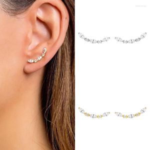Stud Earrings Korean Style Gold Filled Moon Cubic Zircon Ear Crawler For Women Fashion CZ Climber Jewelry Gift