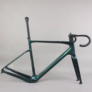 Vollständig interner Kabelscheiben-Gravel-Fahrradrahmen GR044, Größe 49/52/54/56/58 cm, Vollcarbon, Toray T1000, Chameleon 1001-Lackierung